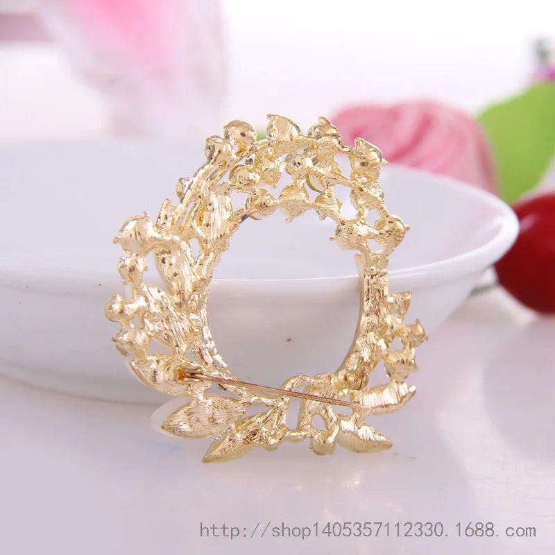 Imitation Gemstone Crystal Flowers Brooches Pins Vintage Large Wedding Brooches Bouquet For Women Dress Accessories
