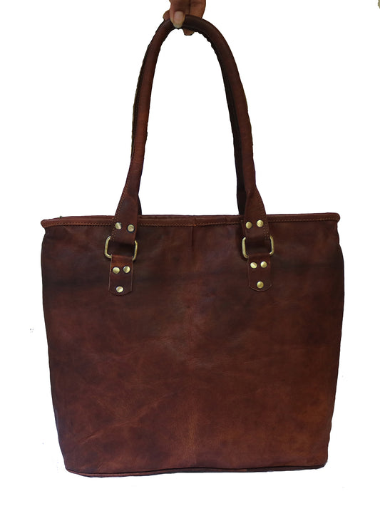 Brown Leather Tote Handbag.